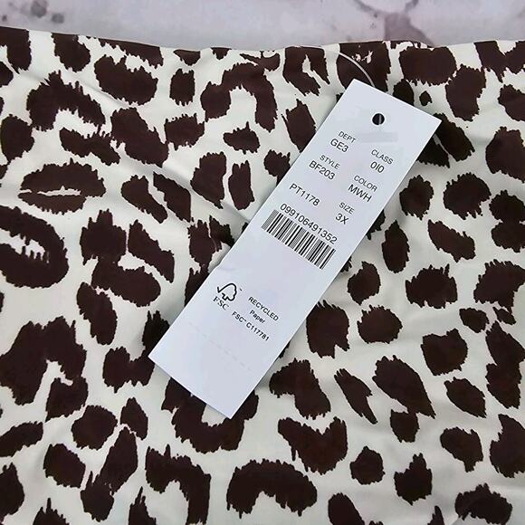 J Crew Swim Top 2X 3X Leopard One Shoulder Scoop Neck Bikini Padded BF203 - Picture 11 of 11